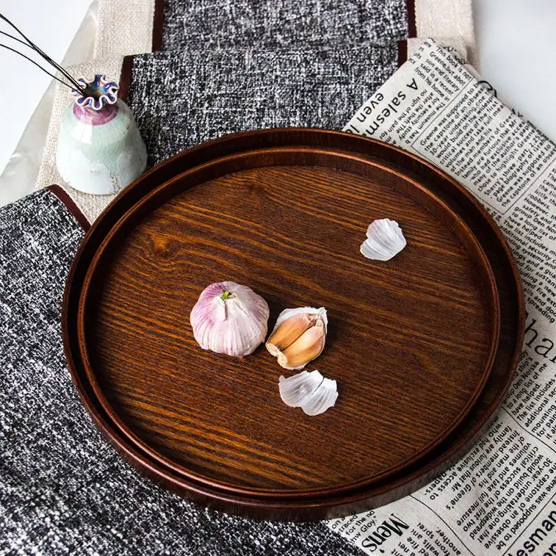 

Round Five PCT Wooden Plate Japanese Tea Tray Food Tray Plate Home Restaurant Kitchen Supplies Wood Dinnerware