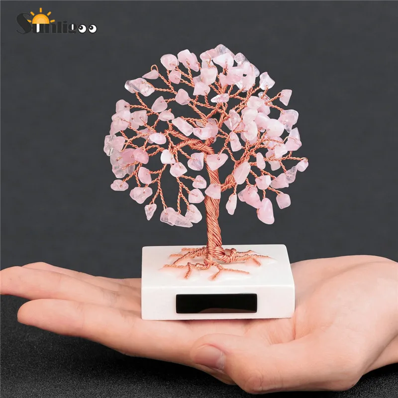 1pc Rose Quartz Sunligoo 1 шт. мини целебное Хрустальное денежное дерево ручной работы медная проволока обернутая выпавшим драгоценным камнем дерево фэн-шуй украшения домашний декор - Цвет: 1pc Rose Quartz