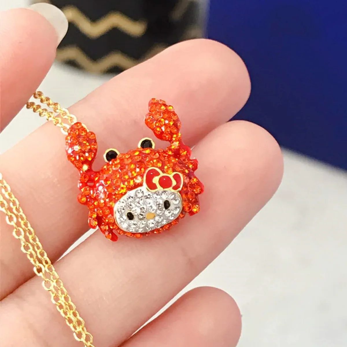 

Fashion Jewelry, High Quality SWA, Delicate Red Crab, Inspiration From The Sea, Women's Necklace As A Gift For Women