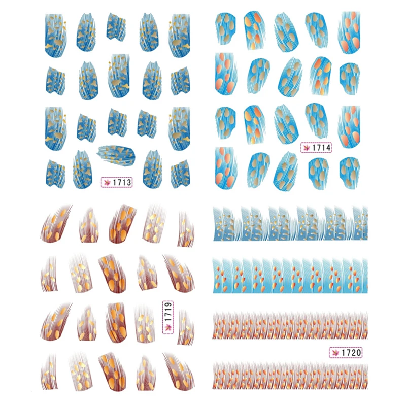 1 шт Красочный дизайн наклейки Вода Передача Nail Art Советы перо надписи Украшение