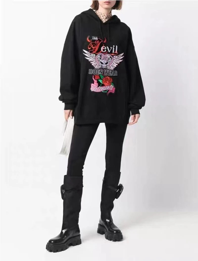 

Европейская и американская Модная брендовая Толстовка Vetement для мужчин и женщин 1:1 высококачественные Переводные картинки с капюшоном