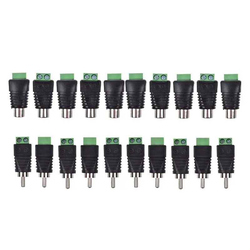 20 Pack Phono RCA штекер и гнездо к AV винтовой терминал o/Видео разъем адаптер (10 10