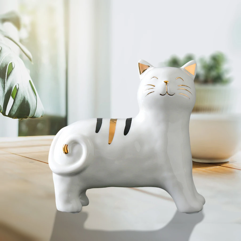 

Funny Cat Figurine Ceramic Statue Anti-slip Cafe Sculpture Shelf Cats Lover