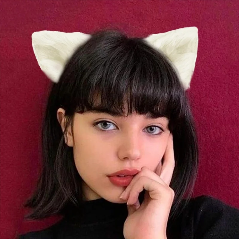 Kawaii Плюшевые розового цвета с украшением в виде кошачьих ушек повязка на голову