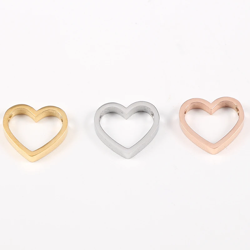 

Hollow Heart Charms DIY Stainless Steel Mirror Polished 14*15mm Connector Charms Charm For Jewelry Bracelet Necklace 20pcs/lot