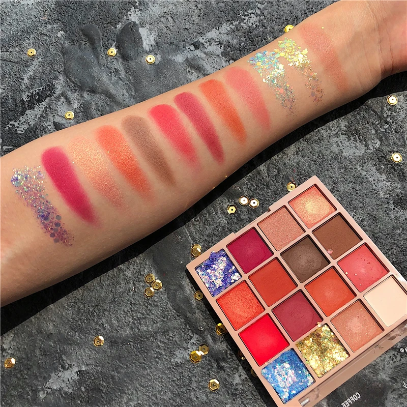 Палитра теней для век телесного цвета 16 цветов блестящая матовая Мерцающая