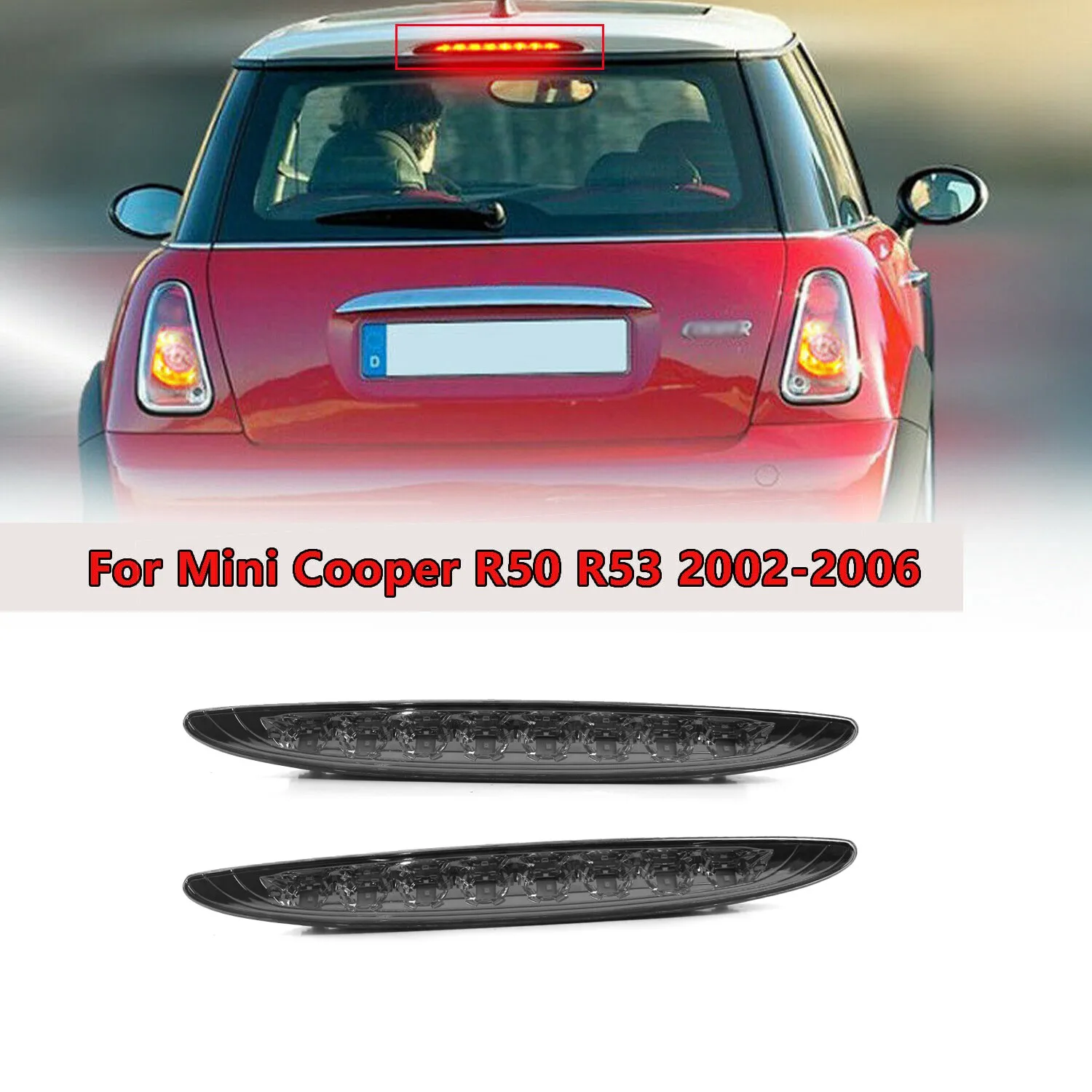 Копченый Объектив Красный светодиодный 3-й тормозной светильник для 02-06 MINI Cooper R50