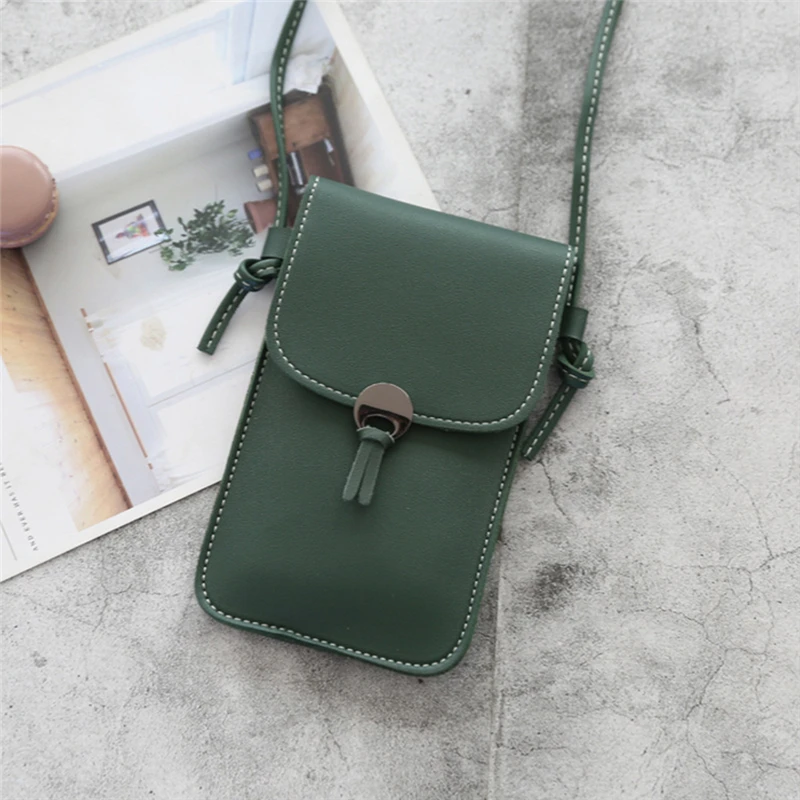 

Transparent Touch Screen Retro Simple Mobile Phone Bag 2021 Women PU Chain Messenger Bags Small Flap Bag Mini Shoulder Bag