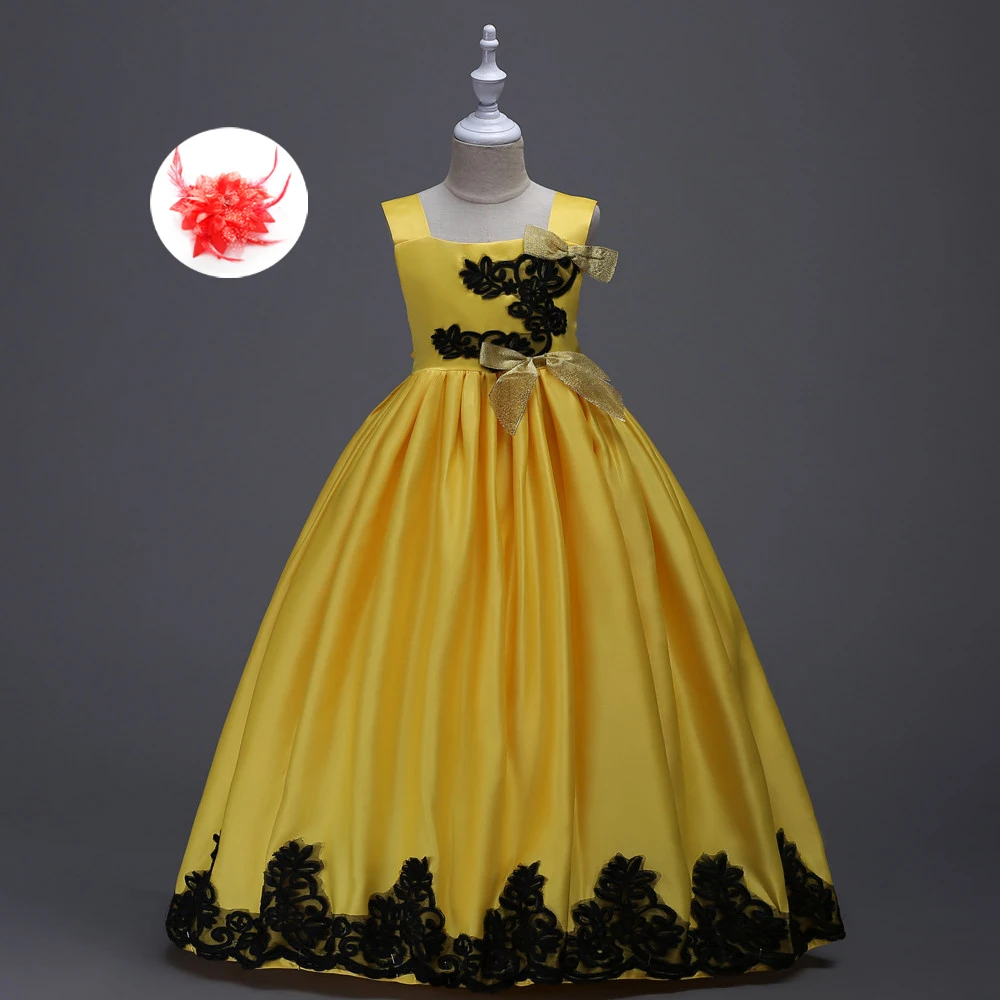 Girls Elegant Party Clothing Princess Wedding Gown Long Dress Size 4 To 14 Kids Evening Wine Dresses Formal Children | Детская одежда и