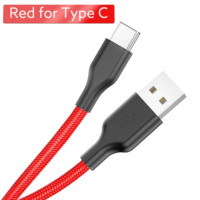 Хороший usb type-C кабель 3A для samsung Xiaomi Redmi Note 7 K20 Pro мобильный телефон Быстрая зарядка USBC type-c провод шнур USB-C зарядное устройство - Цвет: Red
