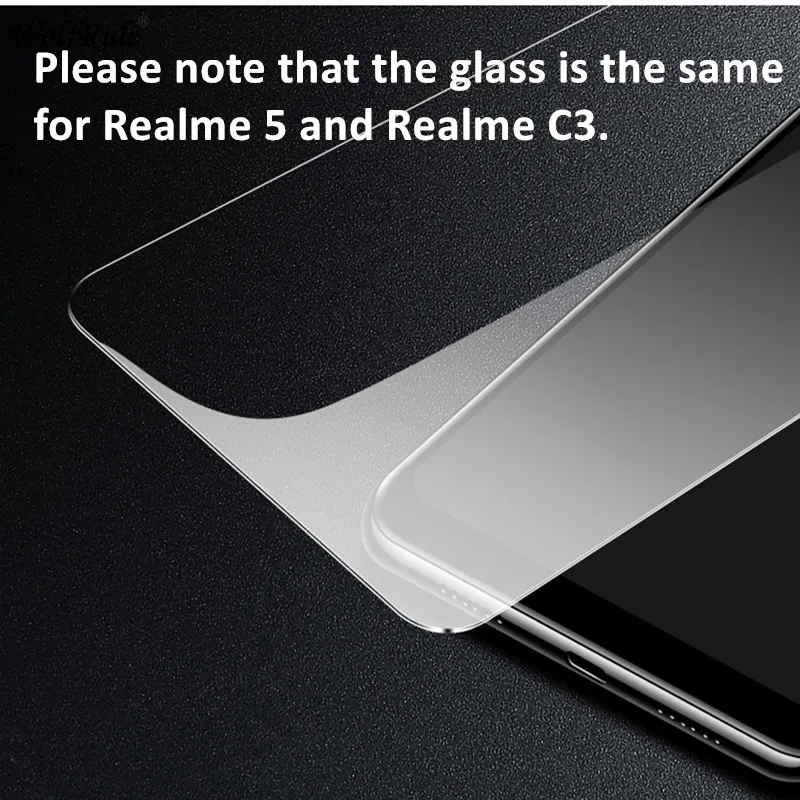 2 piezas Protector de pantalla para OPPO Realme C3 Glass Realme 5 pel&iacute;cula protectora HD de vidrio templado para OPPO Realme 5 C3 Glass 6,5''-1