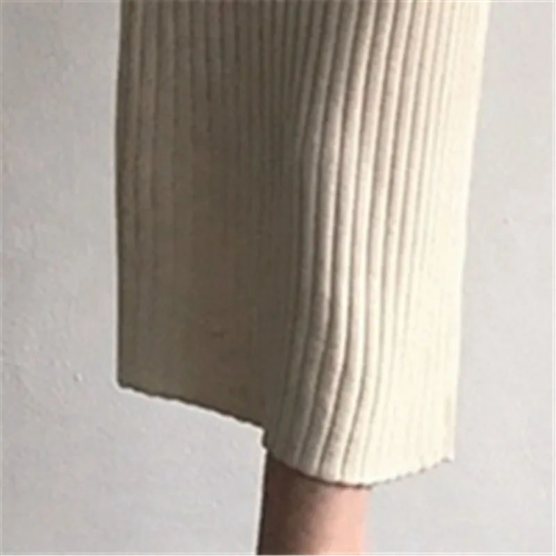 Вязаное плотное теплое однотонное осеннее женское тонкое мягкое платье с