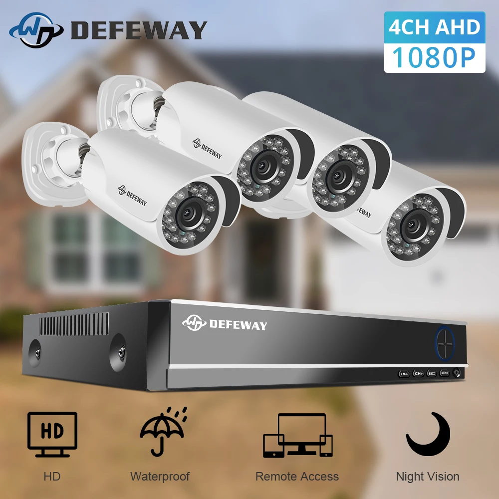 DEFEWAY 8CH 1080P видеорегистратор комплект 2 Мп HD система видеонаблюдения 2000TVL наружная