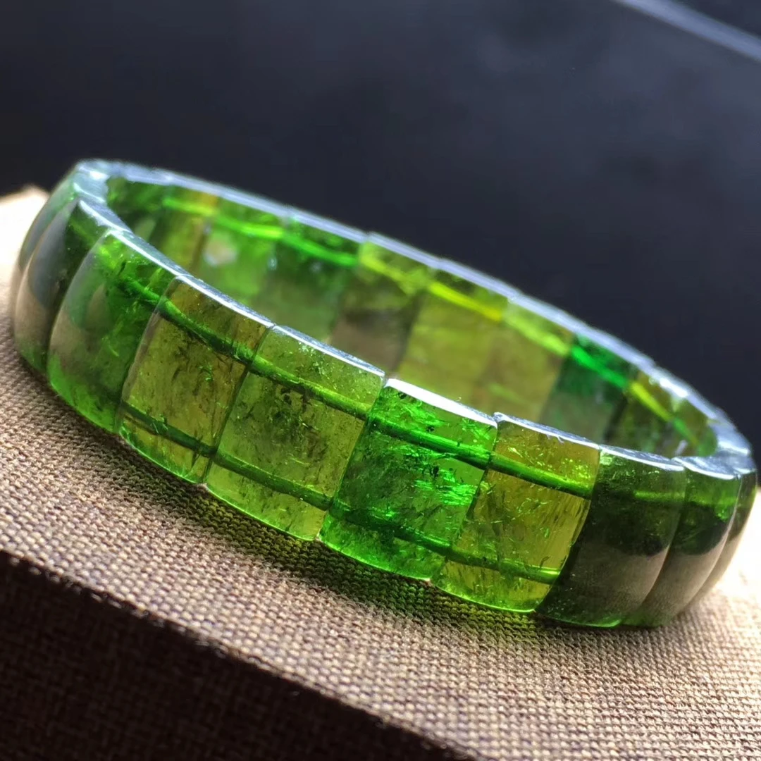 

Natural Green Tourmaline Quartz Clear Tourmaline Beads Bracelet Bangle Women Men 12.5x8mm Tourmaline Stone AAAAAA