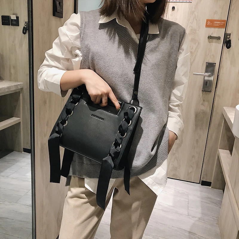 

Luxury Handbag 2019 Fashion New High Quality PU Leather Women's Designer Handbag Ribbon Tote bag Leisure Shoulder Messenger Bags