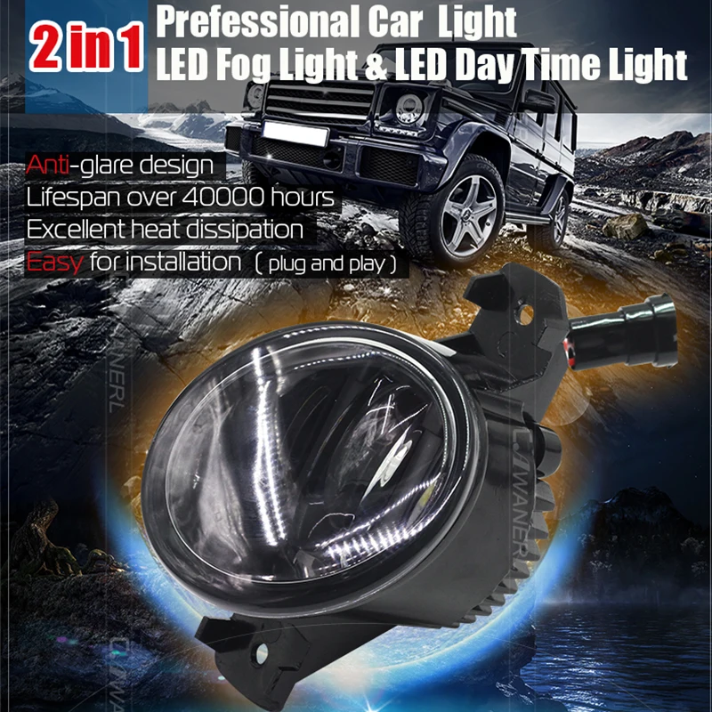 Cawanerl 2 X стайлинга автомобилей Светодиодный Противотуманные светильник Белый DRL