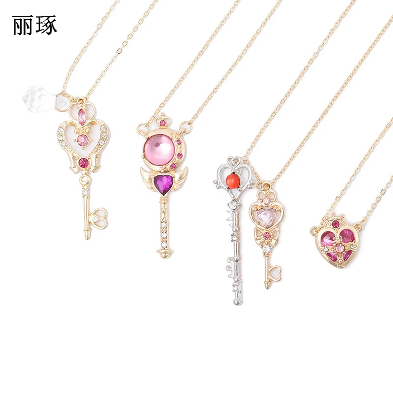 Japanese Sailor Moon Necklace Female Time Gem Scepter Key Crown Crystal Zircon Copper Alloy Ornament | Украшения и аксессуары