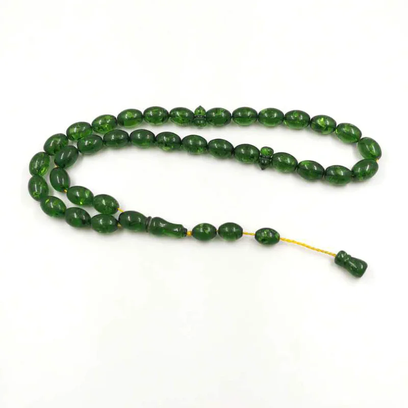 Зеленая Смола Tasbih 33 Большой размер молитвенные бусины мусульманские четки
