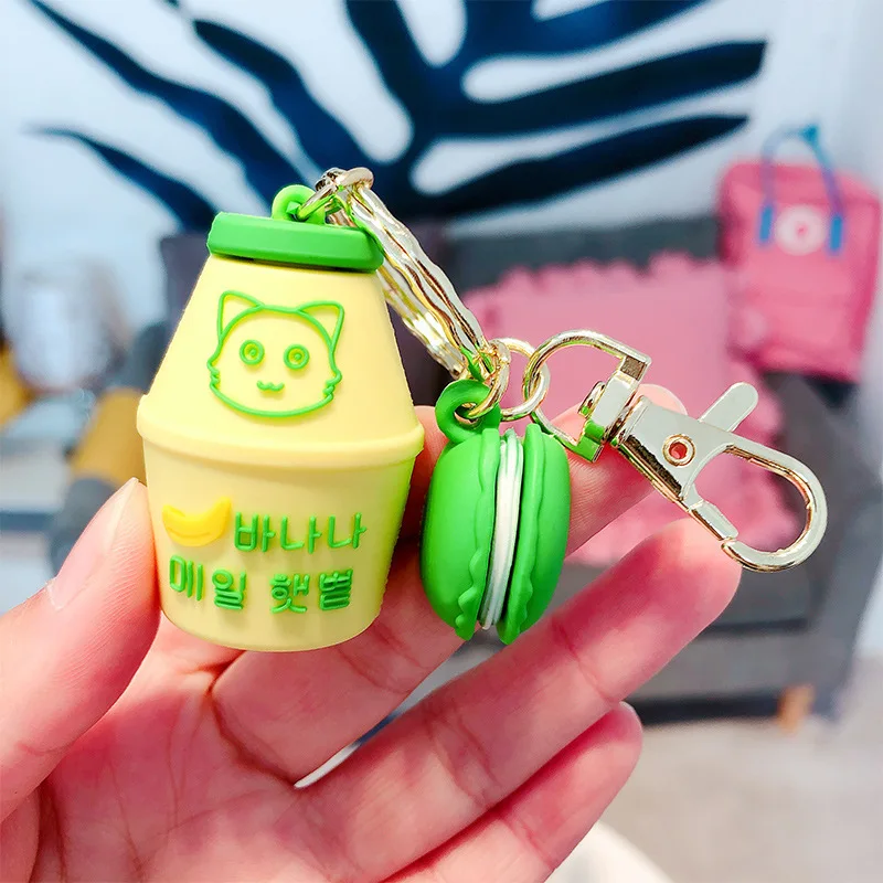 2020 ПВХ Макарон контейнеры для йогурта брелок ключей сумка декоративные подвески