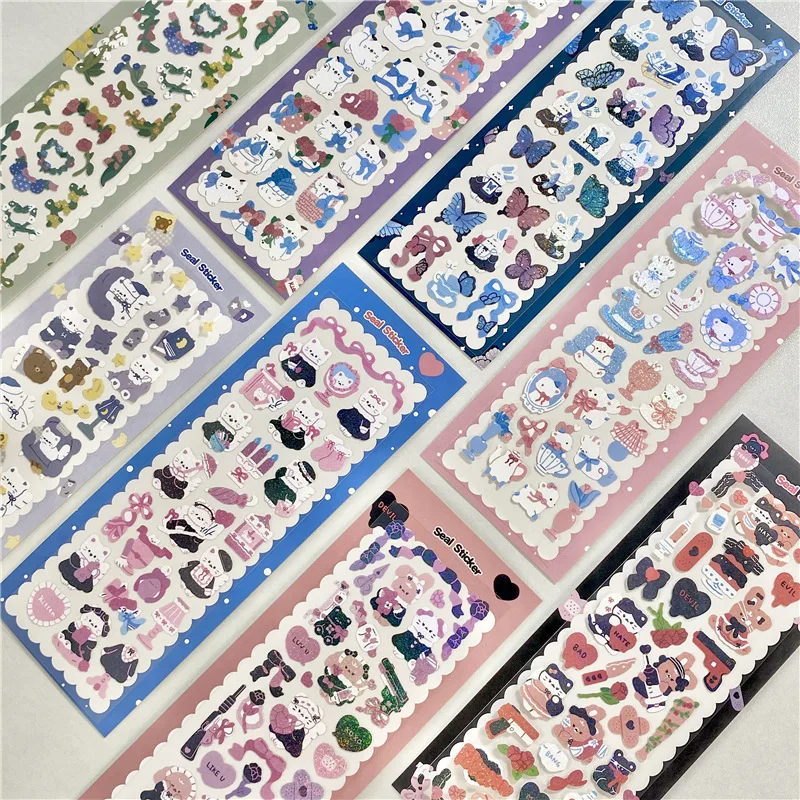 

Корейский Ins мультфильм кавайные маленькие животные серия наклейка DIY Ручная учетная запись материал наклейка звезда гонящая карты