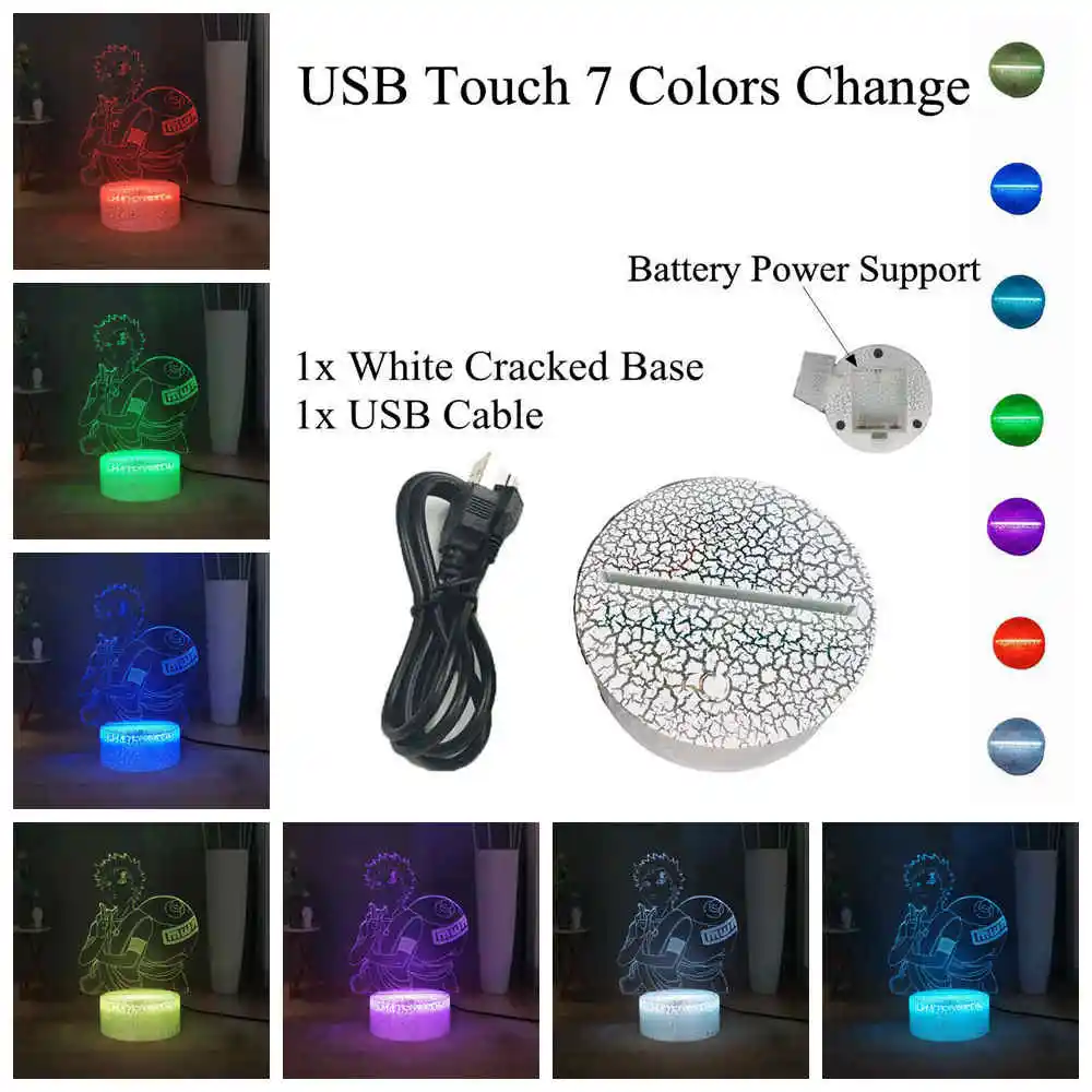 Наруто: детский светодиодный ночник shippюden повязка на голову Sabaku no Gaara RGB 7 красочная Сенсорная лампа USB мини настольная лампа для детей подарок на день рождения игрушка - Испускаемый цвет: W-USB Touch 7 colors