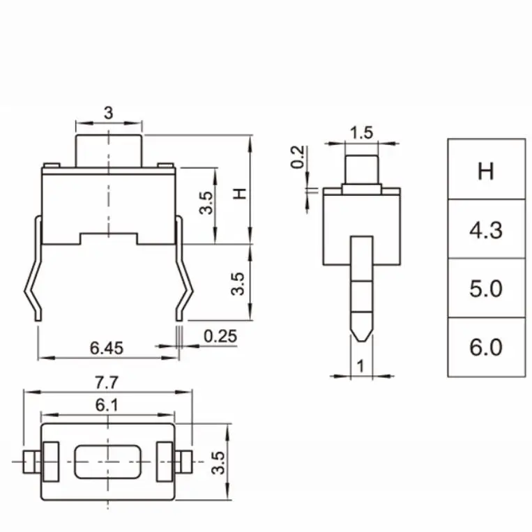 1000 шт. панель PCB мгновенный тактовый Кнопка Микро переключатель 2 Pin DIP светильник