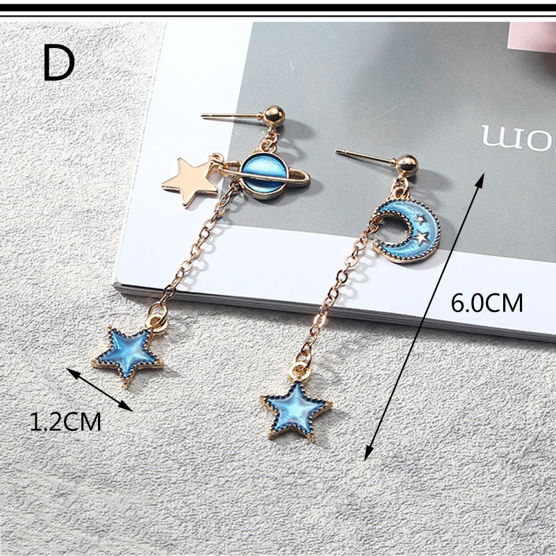 VIVILADY романтический стиль подвеска звезда на Луну Женские Висячие серьги голубой