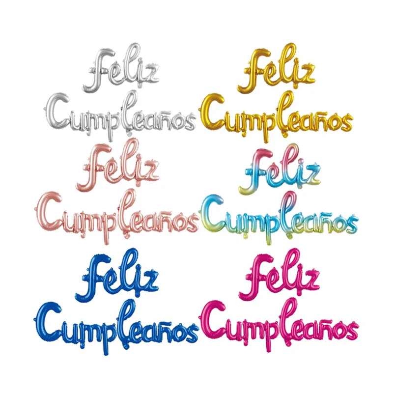 

Spanish Happy Birthday Letters Balloons 16Inch Rose Gold Foil Balloons Party Ballons Anniversary Decoration