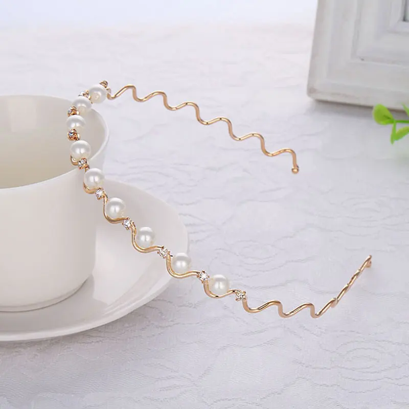 Блестящий обруч для волос с кристаллами и бусинами элегантная женская повязка на