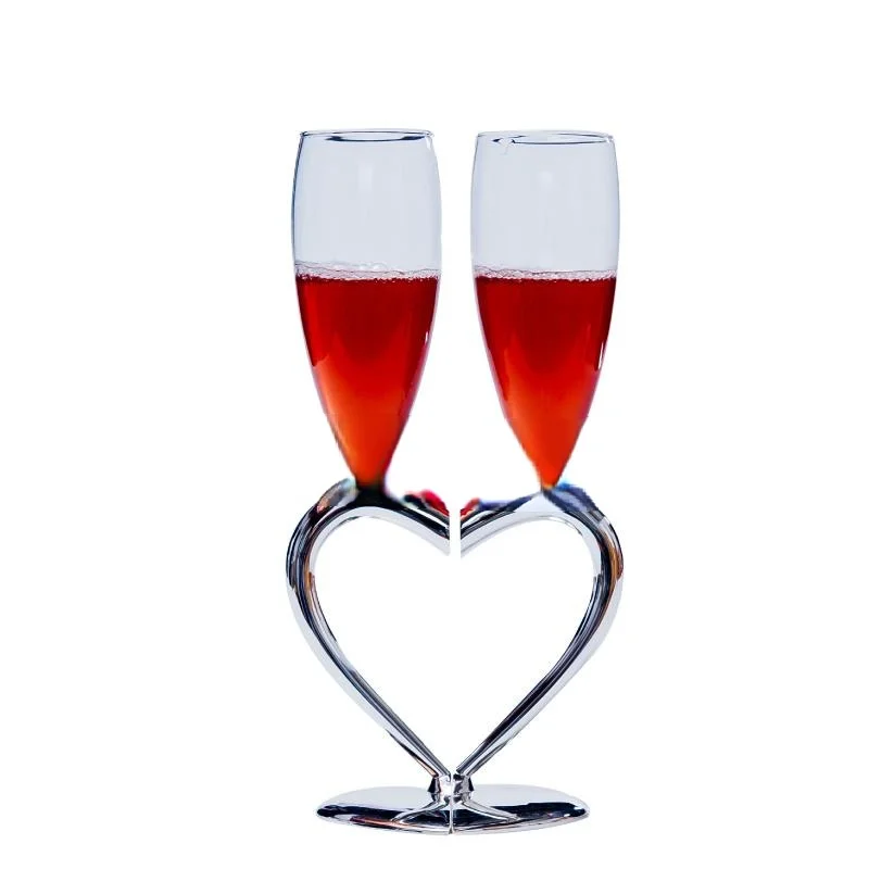 

Copas de champan para boda, Copas de decoracion para fiesta de boda para regalo, corazon de cristal plateadoCD