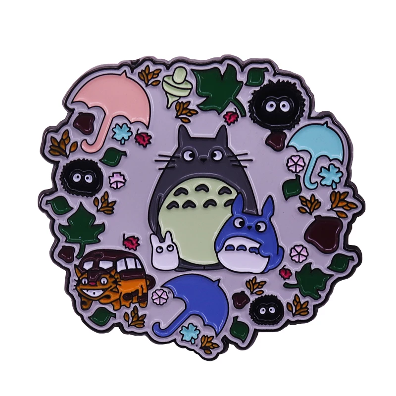Эмалированная булавка в виде лесного венка Totoro милый аниме декор для