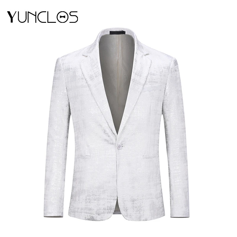 

YUNCLOS белый свадебный пиджак мужской блейзер Veste Homme костюм деловой модный мужской блейзер для банкета смокинг вечерние мужские куртки 4XL