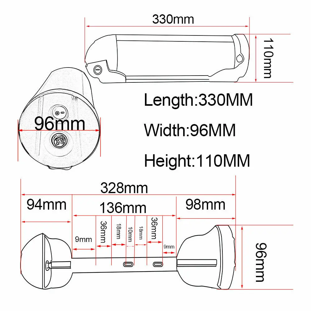 

36V Ebike-Battery-Pack 10Ah Water-Bottle Scooter Electric Bike Battery with Charger Lithium-Ion For 36V 500W Motor
