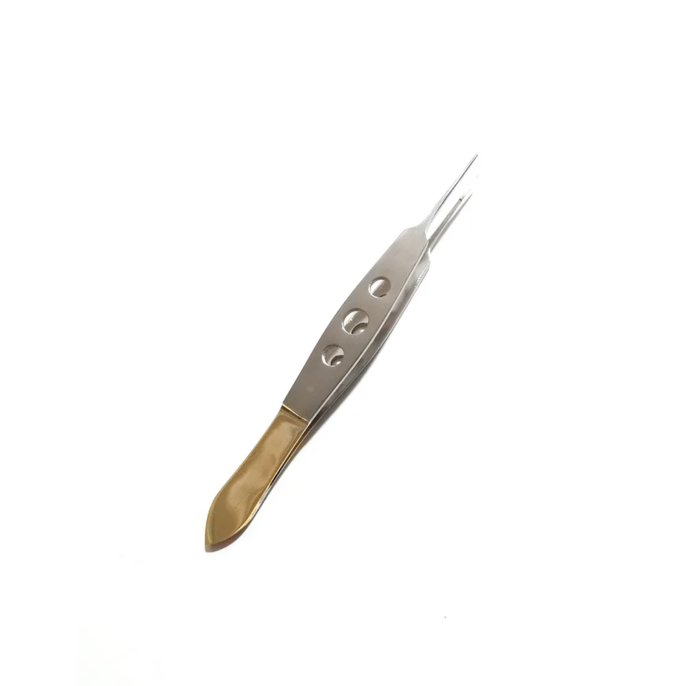 Офтальмологический микропинцет из нержавеющей стали с золотой ручкой