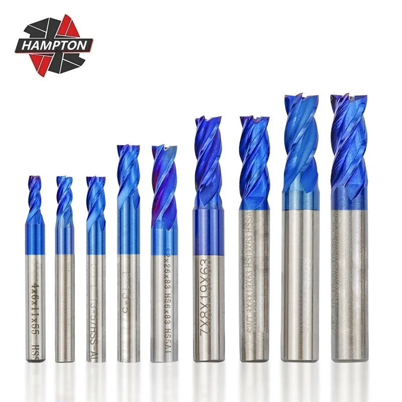 

Концевая фреза с 4 канавками, высокоскоростная стальная нано-фреза из быстрорежущей стали с синим покрытием, с прямым хвостовиком 2-13 мм