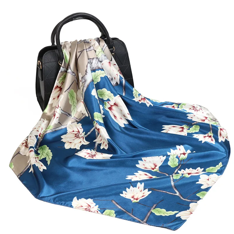 Шелковый шарф женский Принт свернутый тонкий с большой шалью корейский стиль