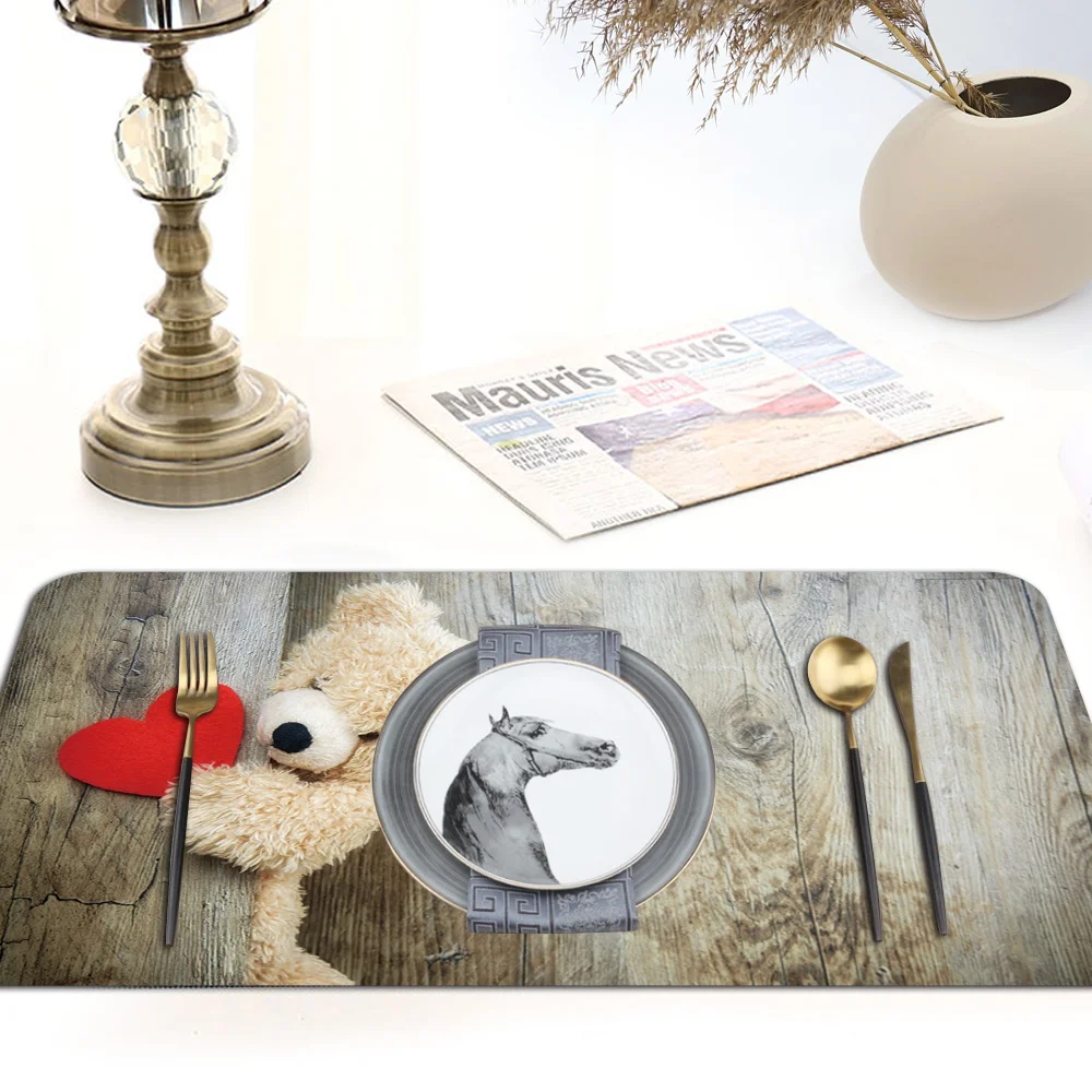 

Kitchen Placemat Tableware Pad Coaster Pu Leather 30cmx60cm Large Rectangle Decoration Table Mat Kitchen Accessories