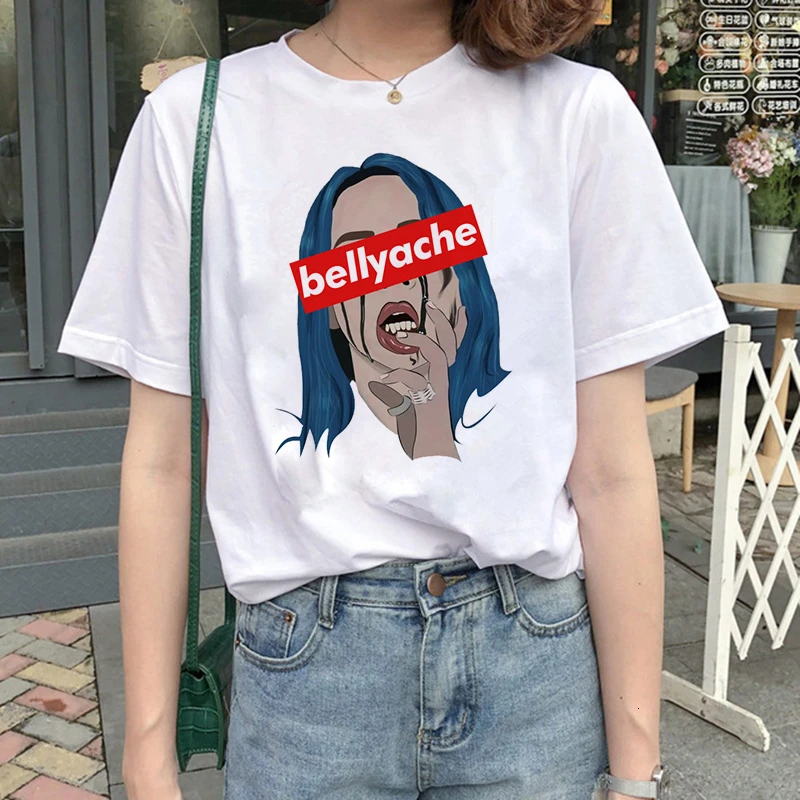 4021 Billie Eilish Harajuku графическая модная футболка для женщин 90s хип-хоп Ullzang футболка Bad Guy забавная футболка buy Friend Топ Футболка женская - Цвет: 4021
