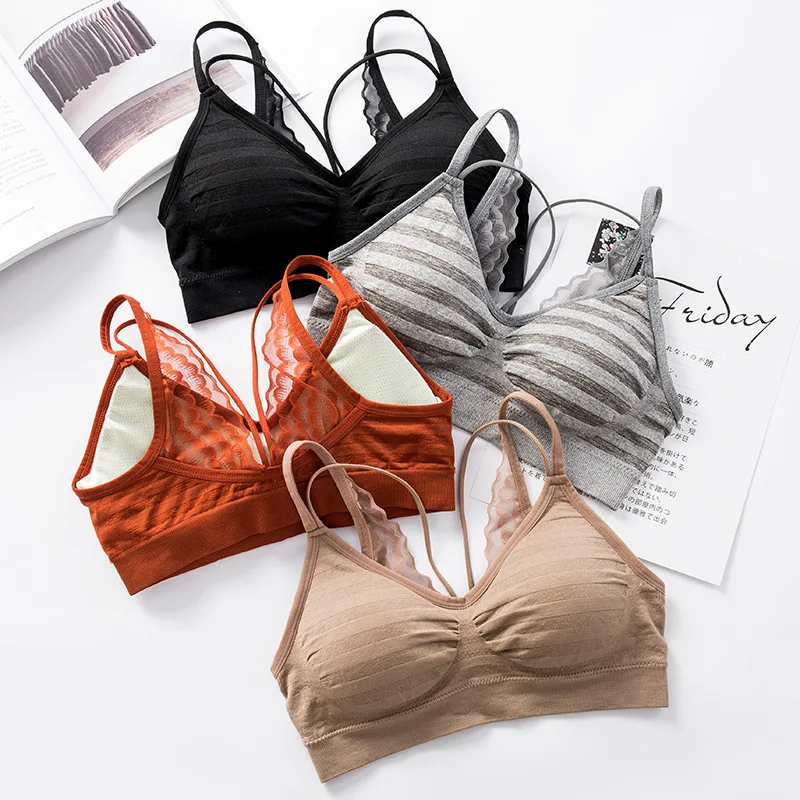 Бюстгальтер женский кружевной без косточек пикантное нижнее белье с чашками пуш