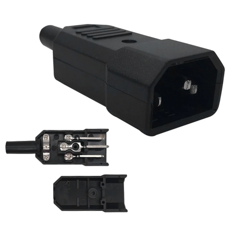 

IEC C14 Male Plug Rewirable Power Connector 3Pin Adapter 10A 250V Black 32CA