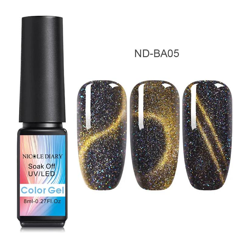 8ML ND-BA05 Николь дневник солнцезащитные очки "кошачий глаз", гель, лак для ногтей, 9D голографическая Хамелеон для использования с магнитом био-Гели Soak Off УФ-лак для ногтей Гель-лак, Длительное Действие, 8/косметика парфюмерия диспенсер 5 мл - Цвет: 8ML ND-BA05