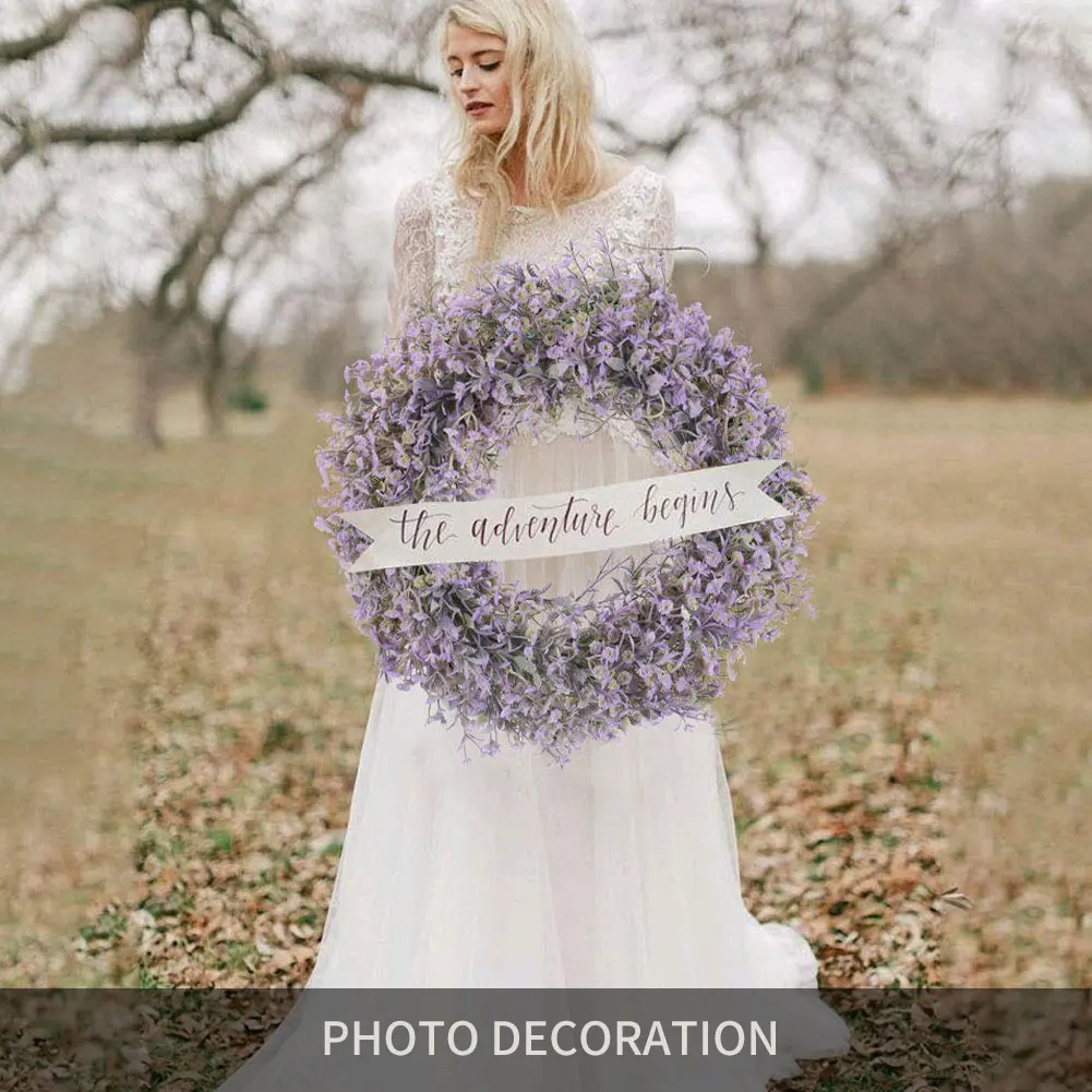 

Artificial Wreath Front Door Decoration Realistic Lavender Gypsophila Garland Holiday Decor Romantic Flower Wall Wedding Party