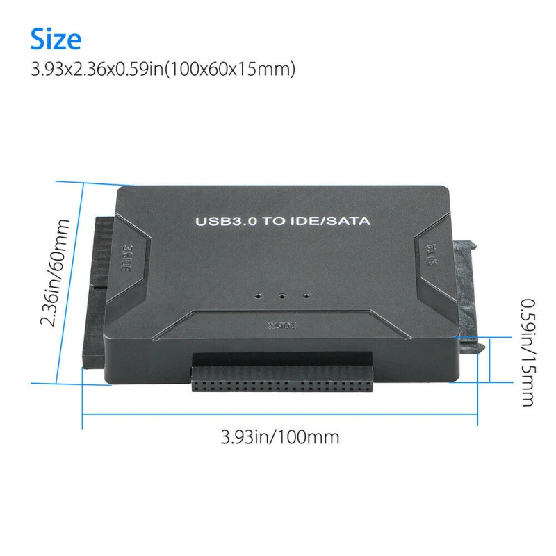 

USB 3.0 To IDE & SATA Converter External Hard Drive Adapter Kit Cable, USB 3.0 To SATA/IDE HDD SSD Drives Converter 2.5/3.5"
