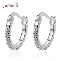 genuine 925 sterling silver clear cz simple female hoop earrings for women sterling silver fine jewelry 2021 new ear hoops