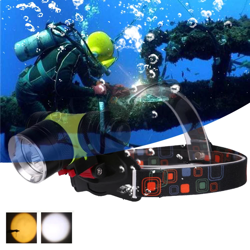 Налобный фонарь Litwod Z40D802 светодиодный налобный для дайвинга CREE XM L T6 18650 подводный