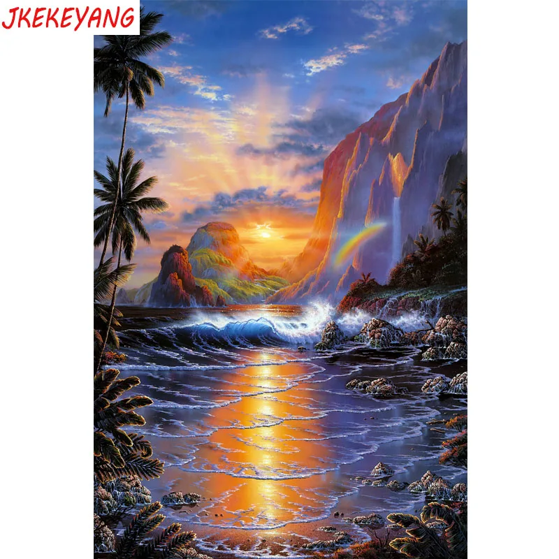 

5D DIY квадратная/круглая алмазная живопись океан и закат вышивка крестиком Алмазная вышивка шаблон Стразы J2559