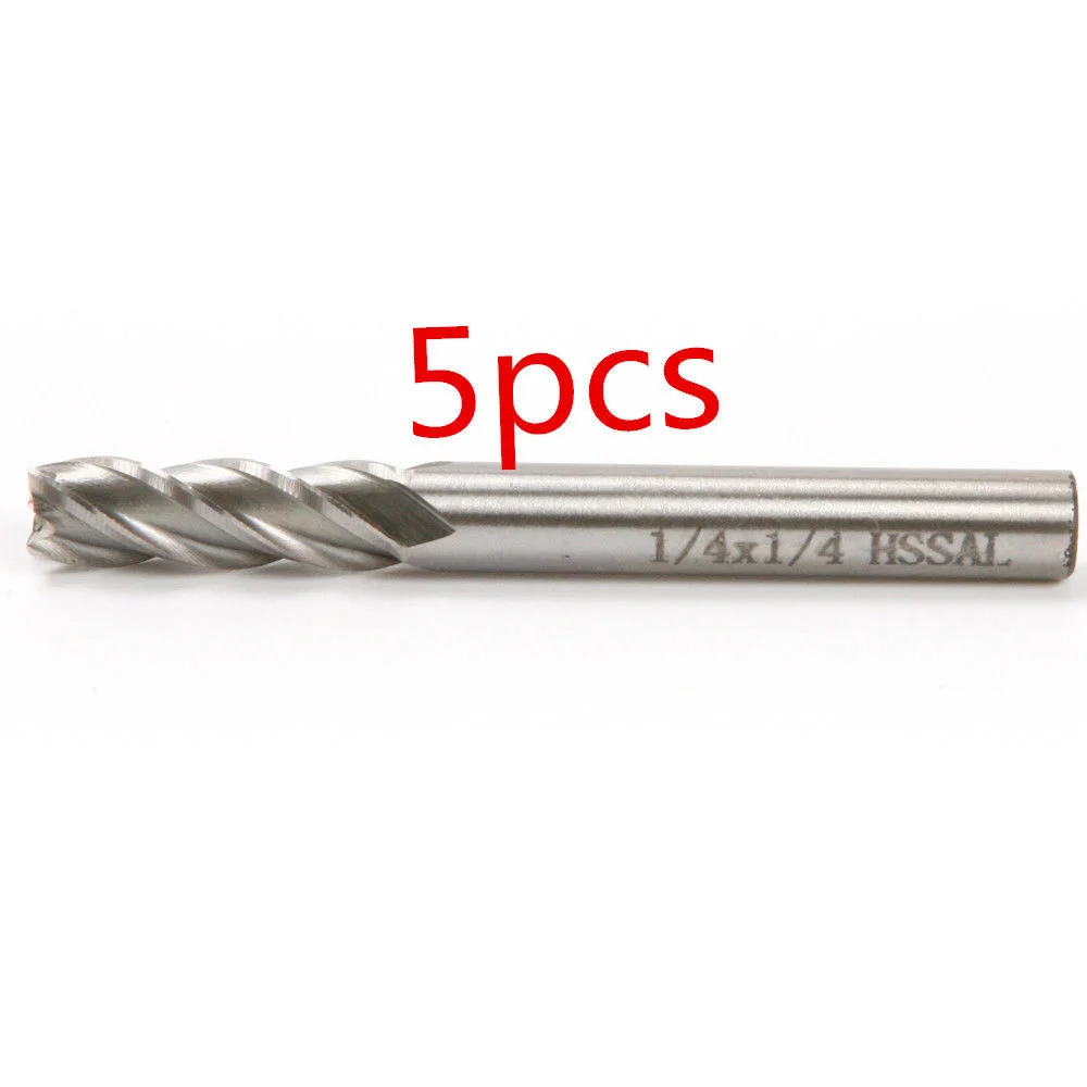 

5Pcs 1/4 20mm Spiral Bit End Mill Cutter Set CNC 4 Flutes Routers Tool Durable 4 flute end mill cutter Flutes coated end mills