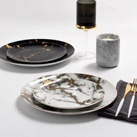 northern european marbling steak western plate hand gold foil ceramic plate model room decoration