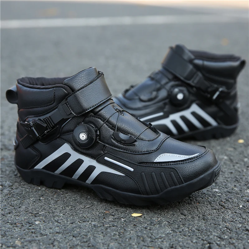 Мужские Нескользящие мотоциклетные ботинки высокие дышащие для езды на