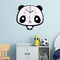 panda wall clock home acrylic cute rocking clock creative cartoon childrens room home living room decoration quartz mute clock